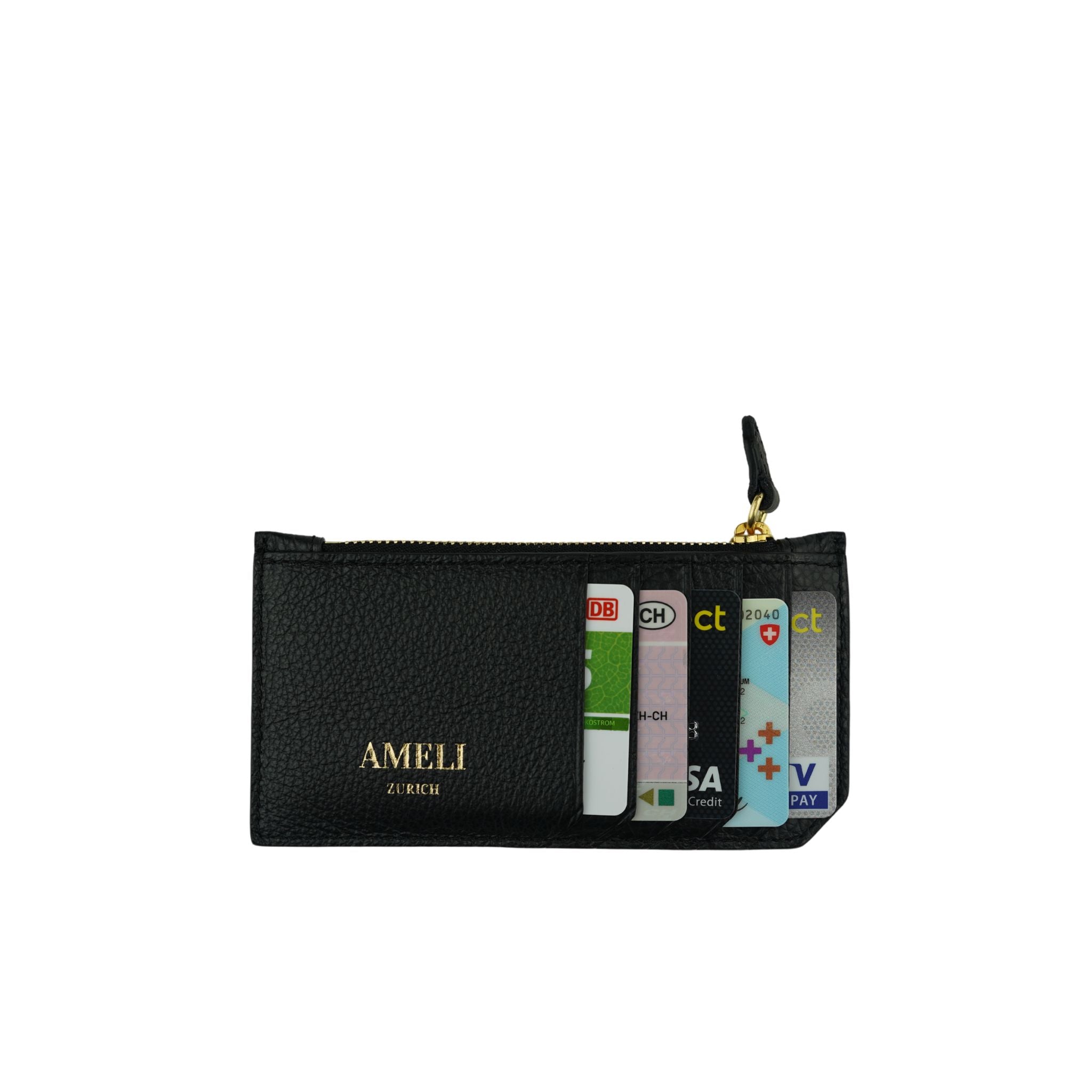 AMELI Zurich | Card holder | Black | Soft Grain Leather | Front