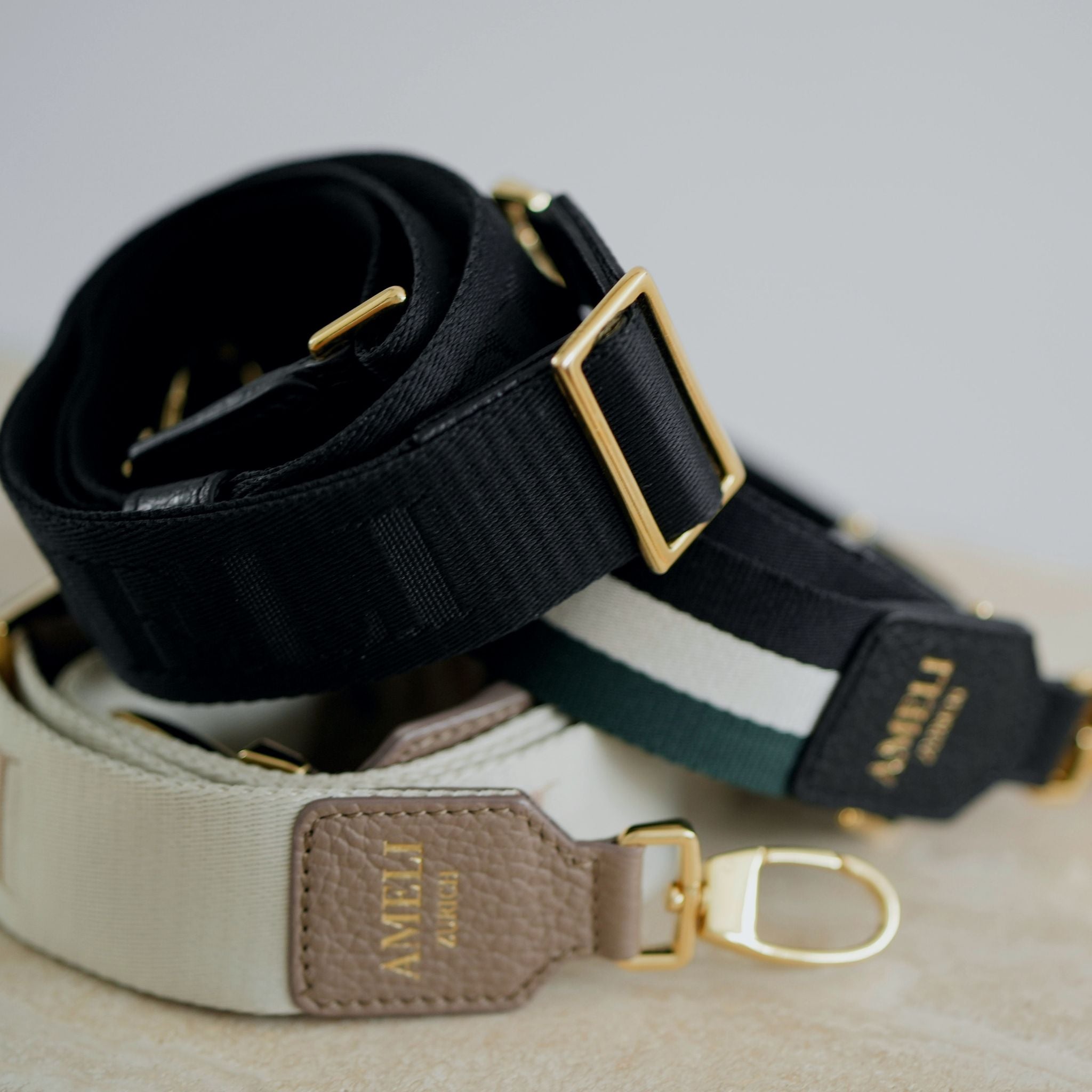 AMELI Zurich | Logo Strap | Black | Soft Grain Leather | Front