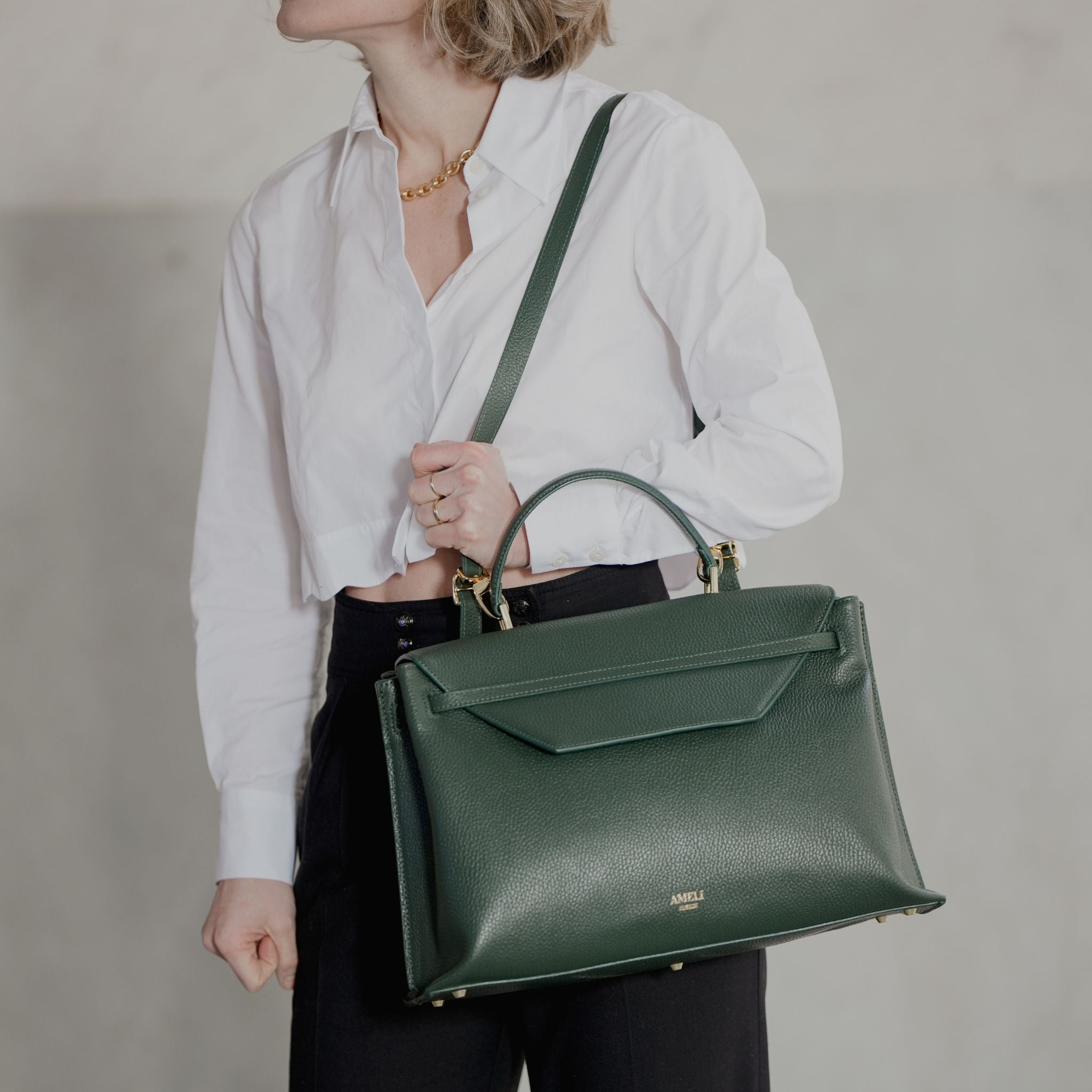 AMELI Zurich | VIADUKT WORK 24 | Dark Green | Soft Grain Leather | Shoulder bag