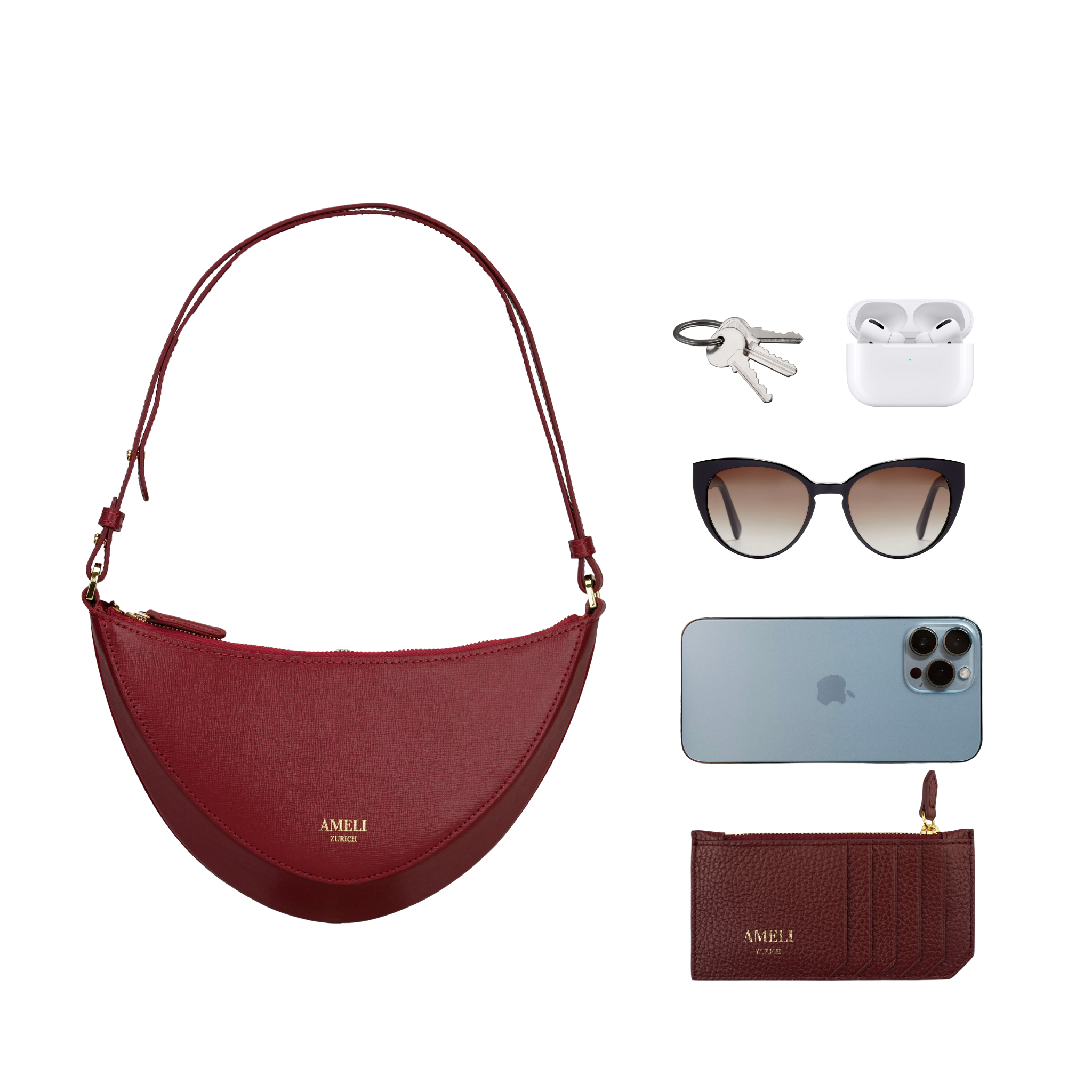 AMELI Zurich | HELVETIA | Red | Saffiano Leather | What fits inside