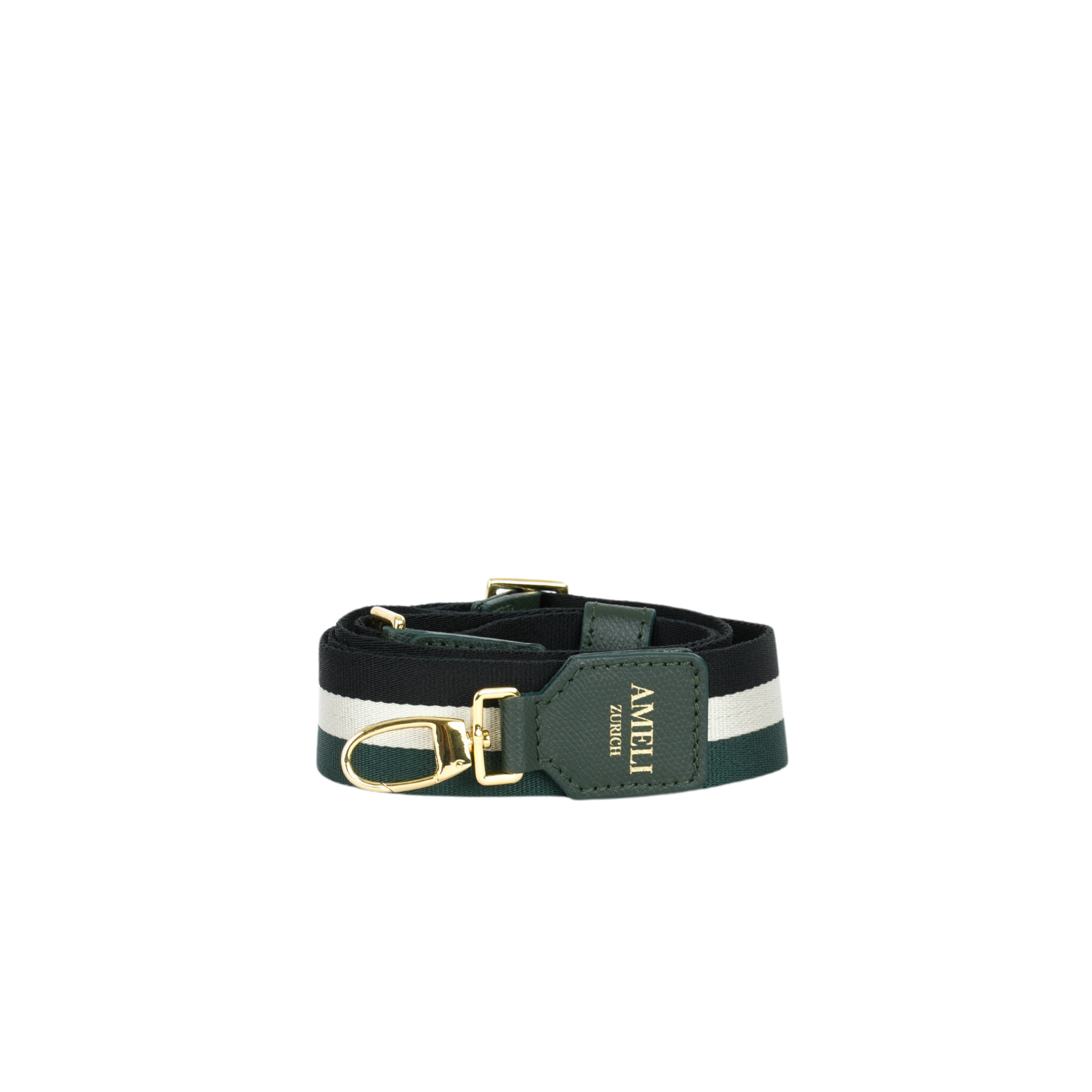 AMELI Zurich | Adjustable strap | Green | Creme | Black | Pebbled Leather