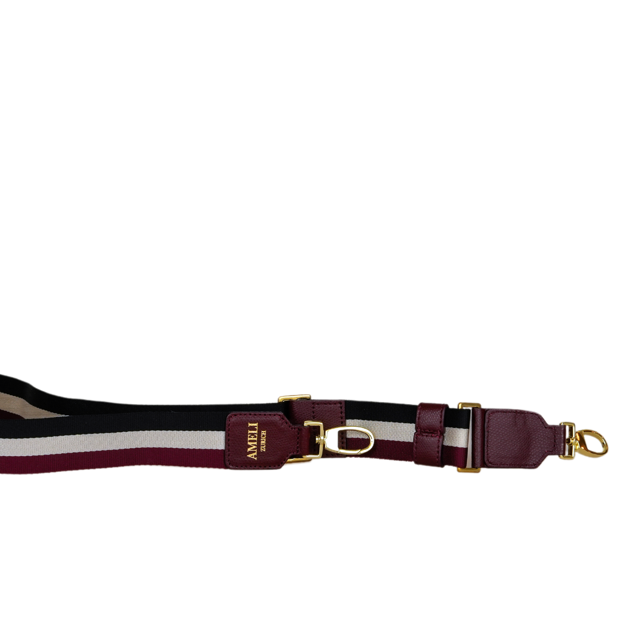 AMELI Zurich | ADJUSTABLE STRAP | Maroon Red, Creme, Black | Pebbled Leather | Side