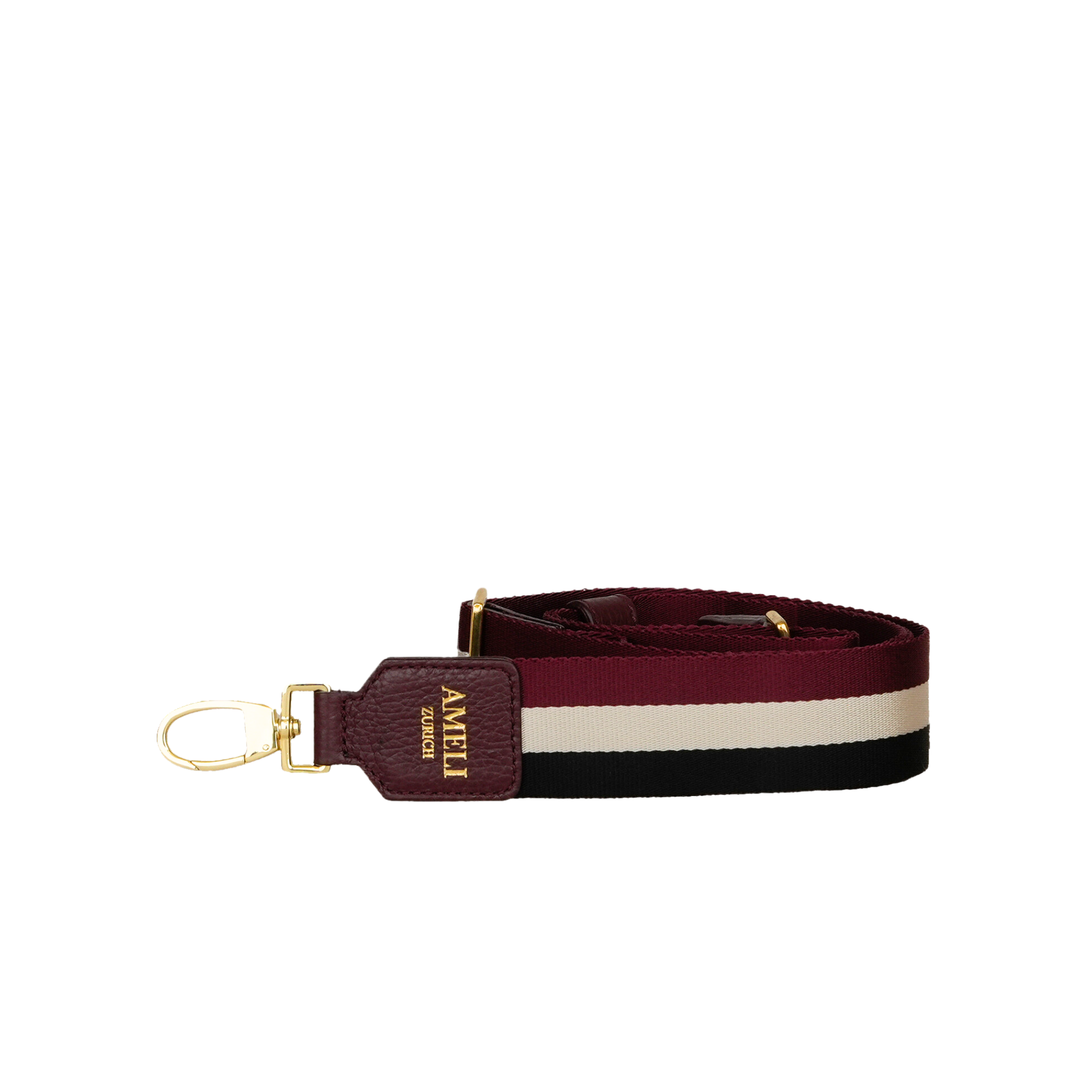 AMELI Zurich | ADJUSTABLE STRAP | Maroon Red, Creme, Black | Dollarino Leather | Front