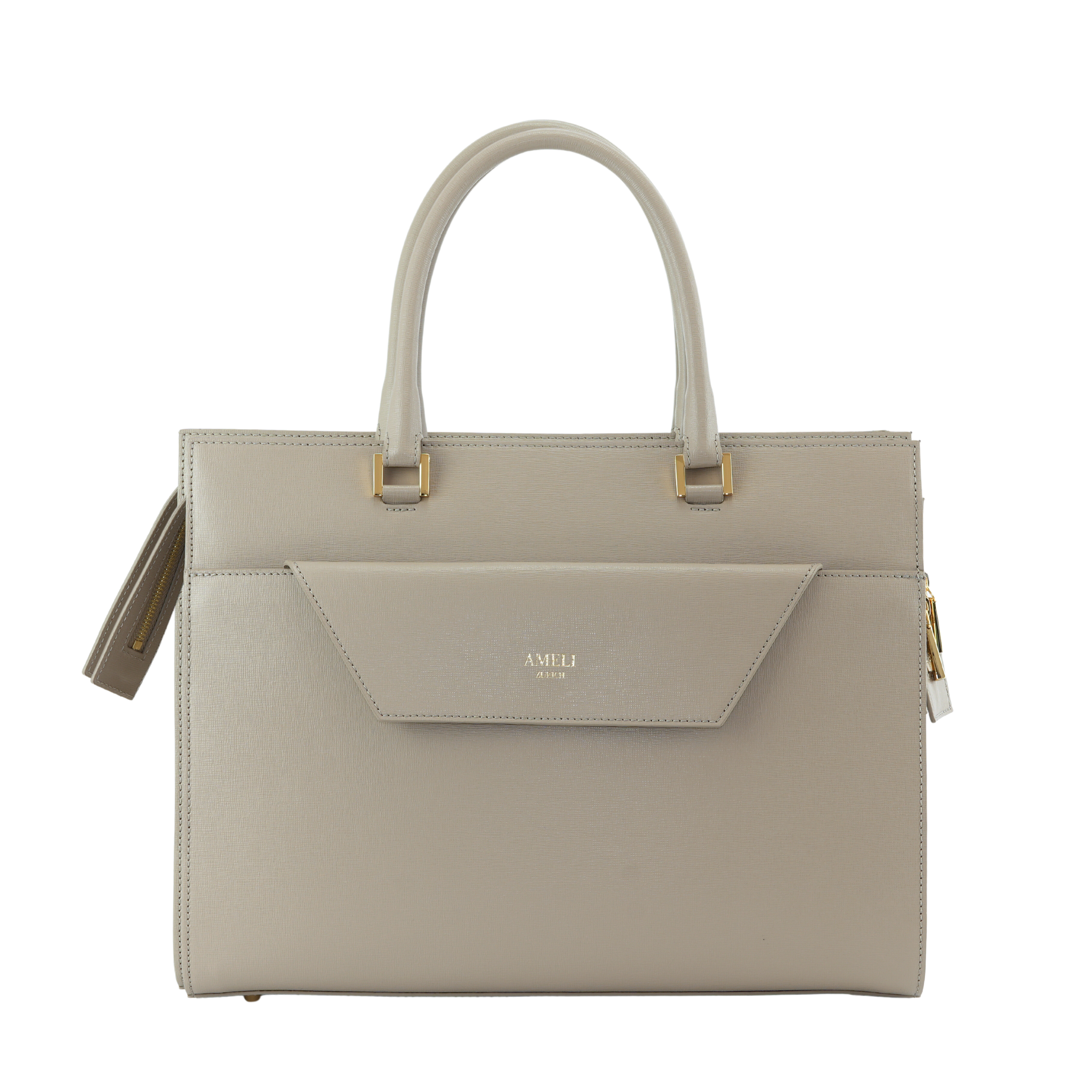 AMELI Zurich | CENTRAL | Taupe | Saffiano Leather | Front
