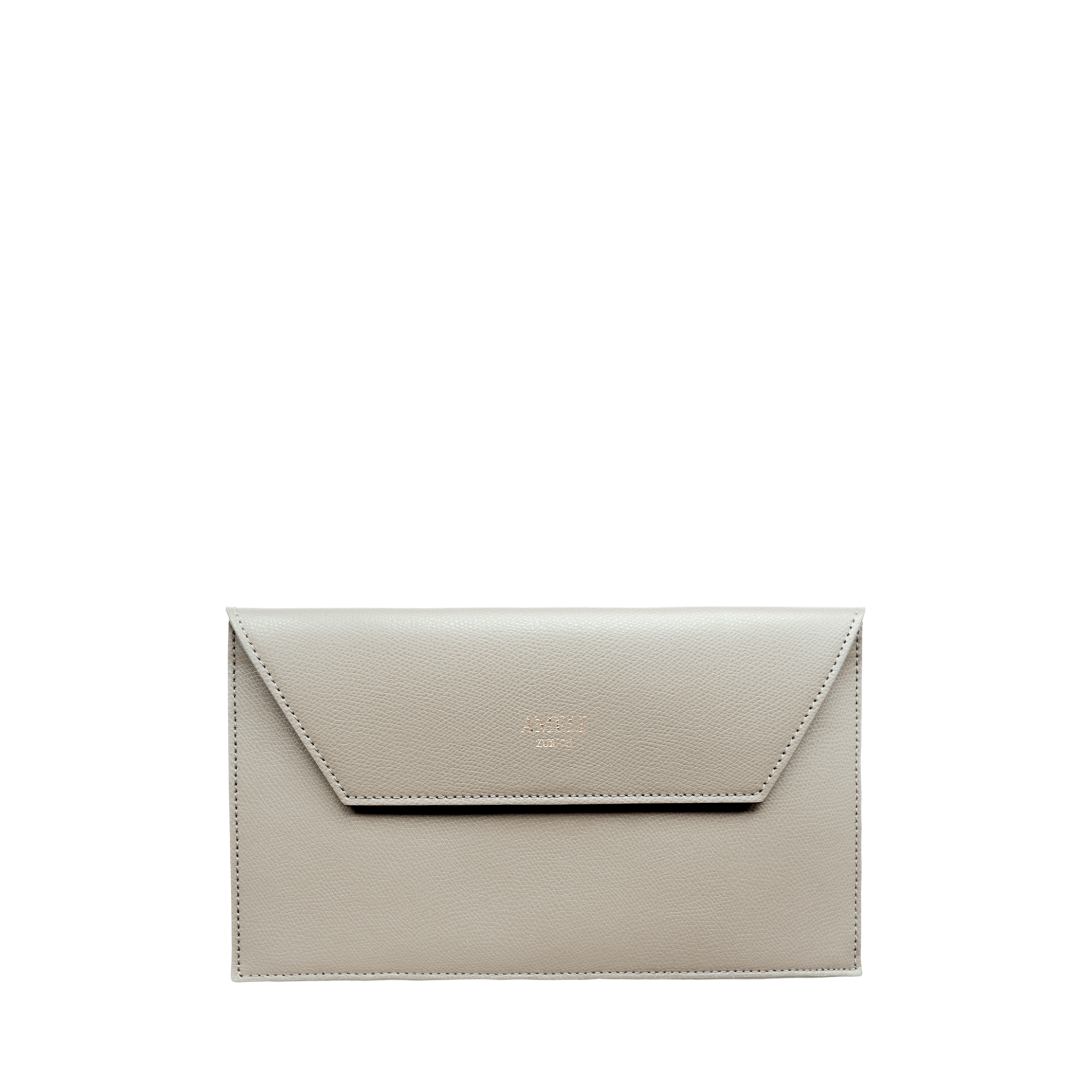 AMELI Zurich | Clutch | Taupe | Saffiano Leather  | Front