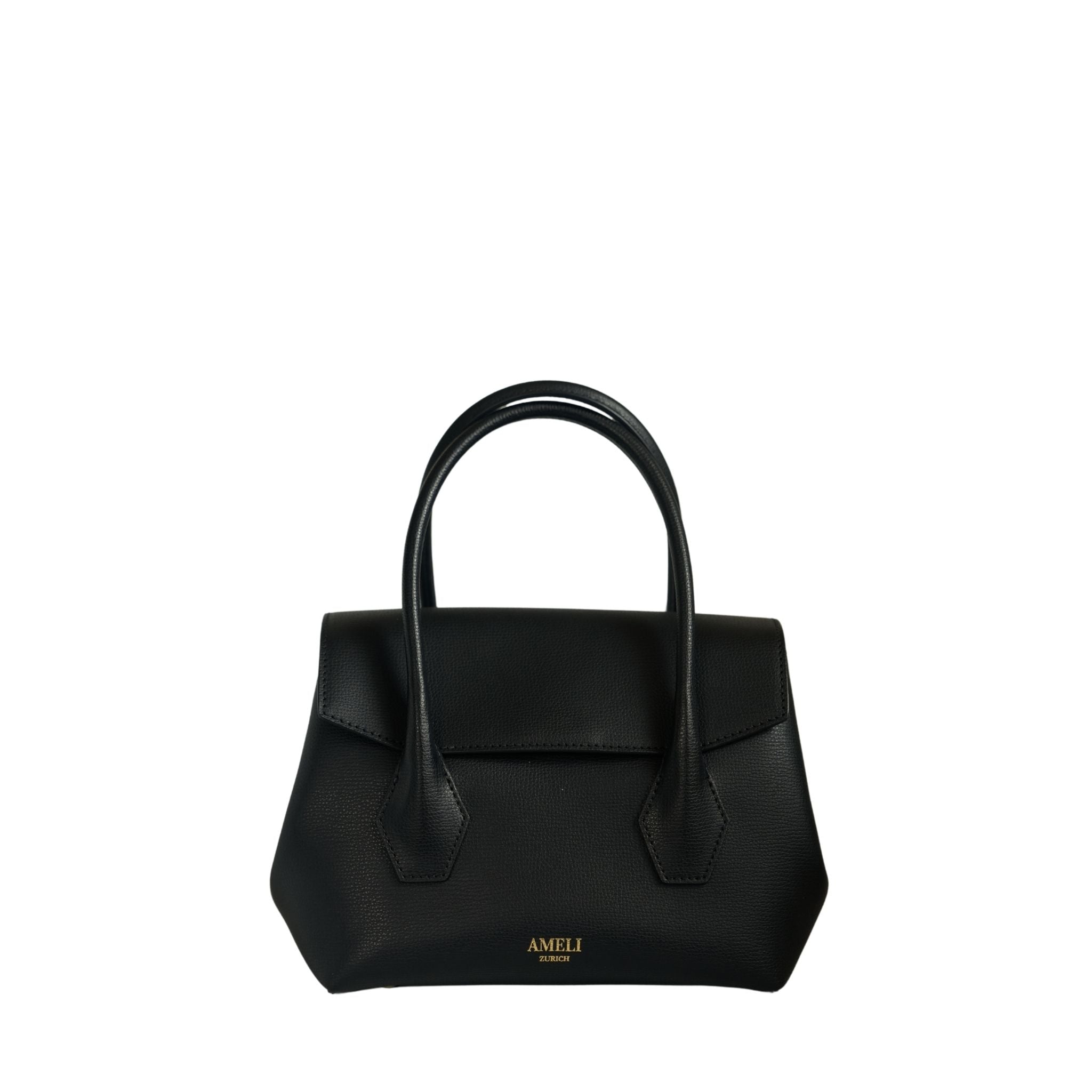 AMELI Zurich | IDA SMALL | Black | Collina' Pebbled Leather | Front Wide
