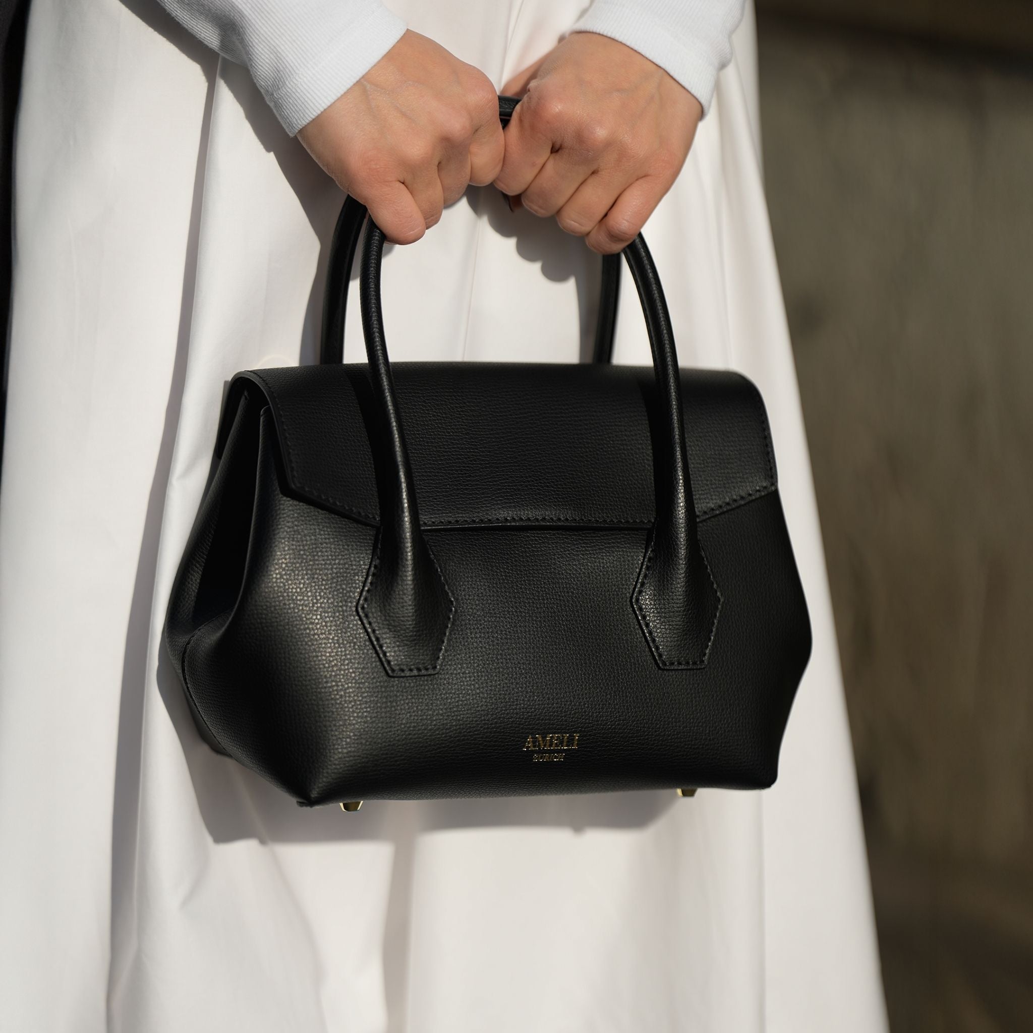 AMELI Zurich | IDA SMALL | Black | Collina' Pebbled Leather | Top Handle