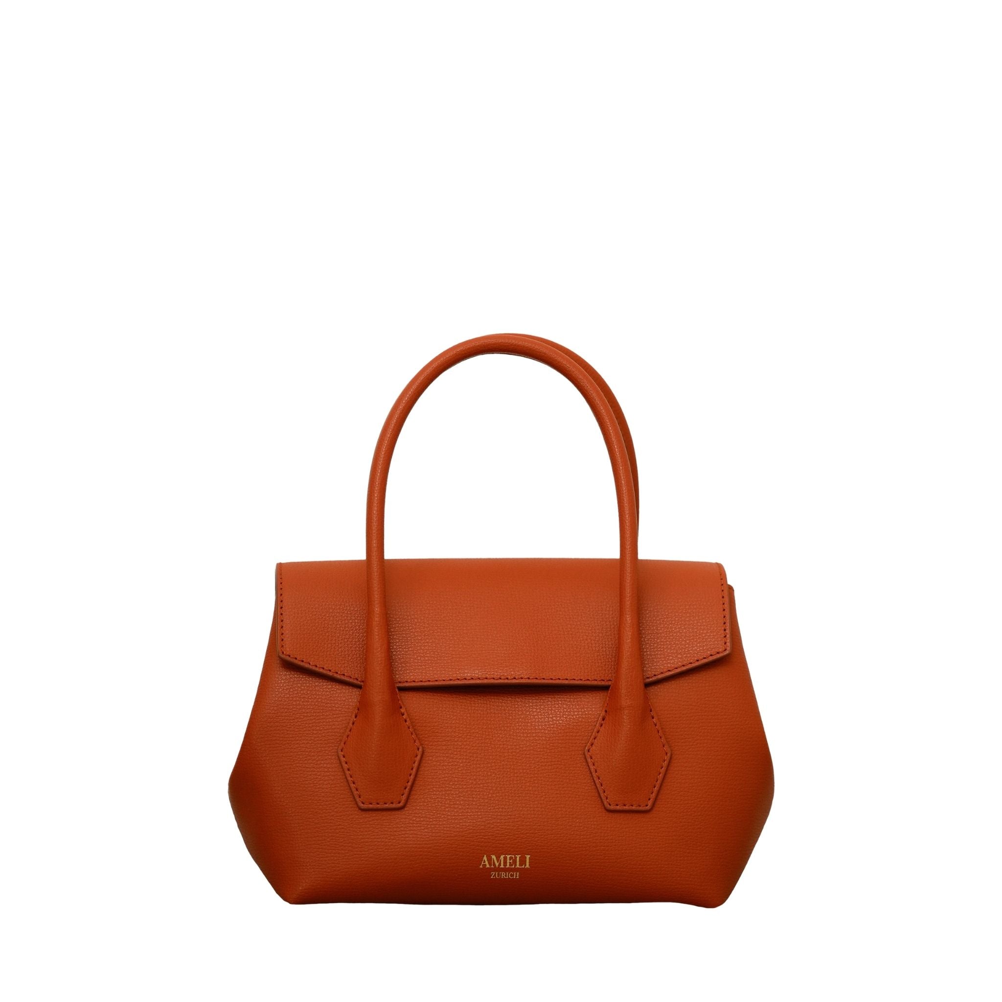 AMELI Zurich | IDA SMALL | Deep Orange | Collina' Pebbled Leather | Front Wide