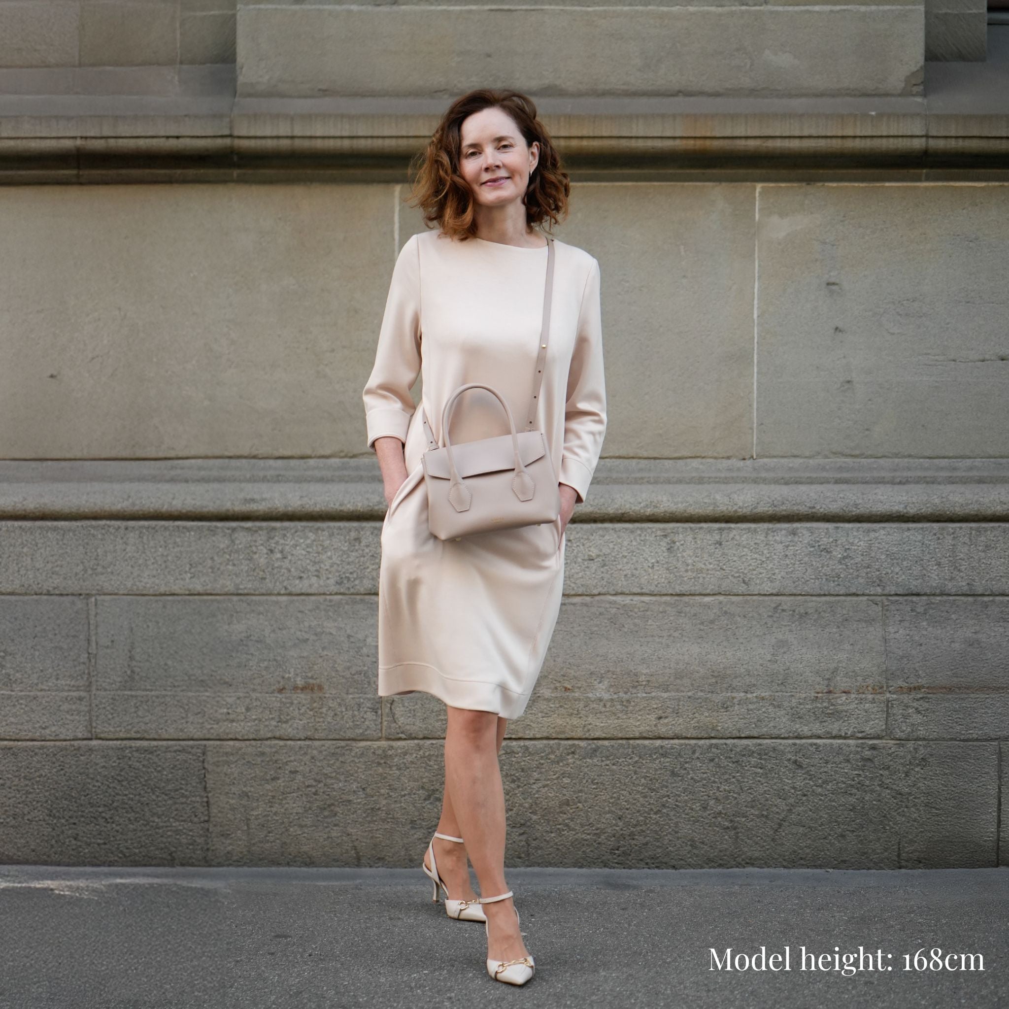 AMELI Zurich | IDA SMALL | Nude | Collina' Pebbled Leather | Model