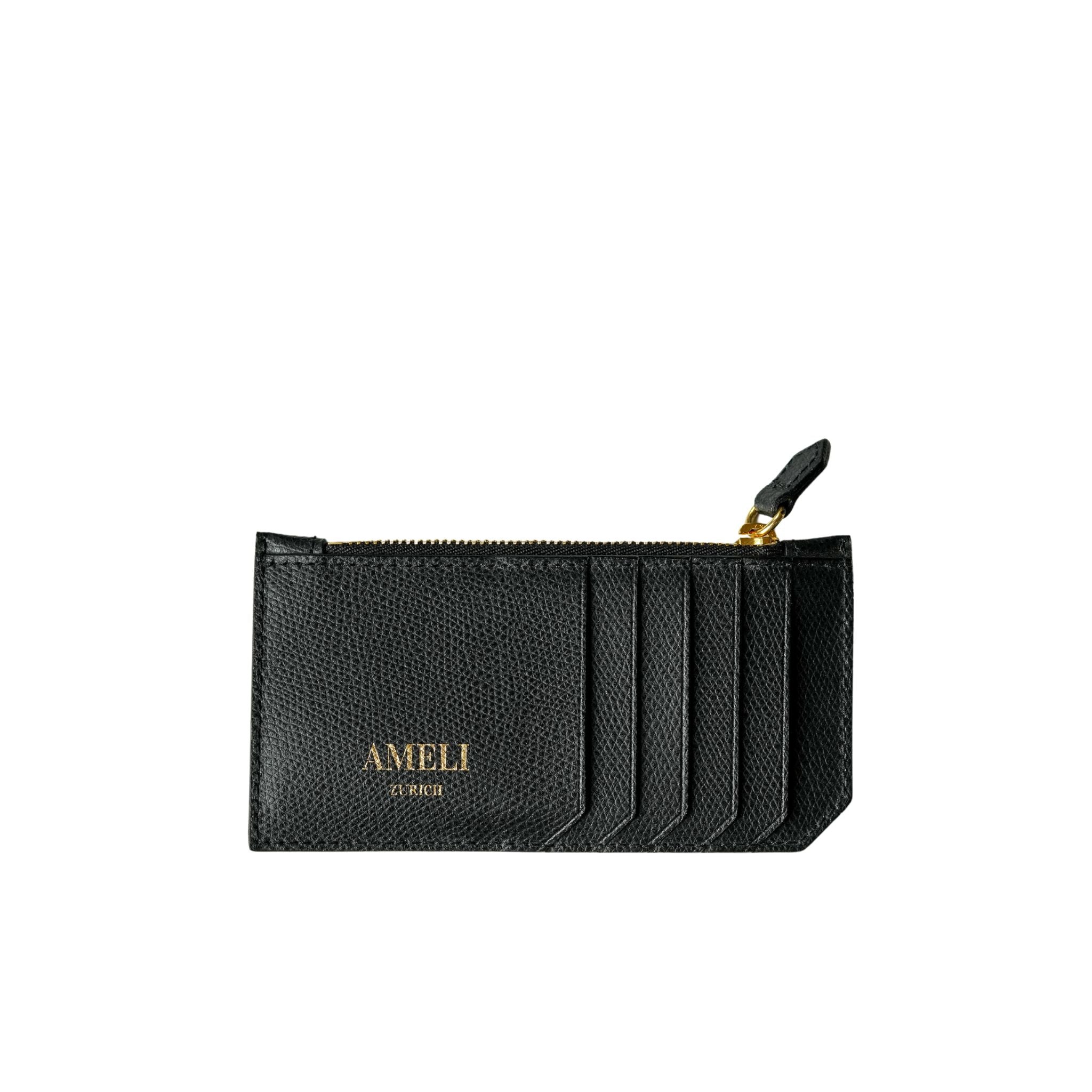 AMELI Zurich | Card holder | Black | Pebbled Leather | Front