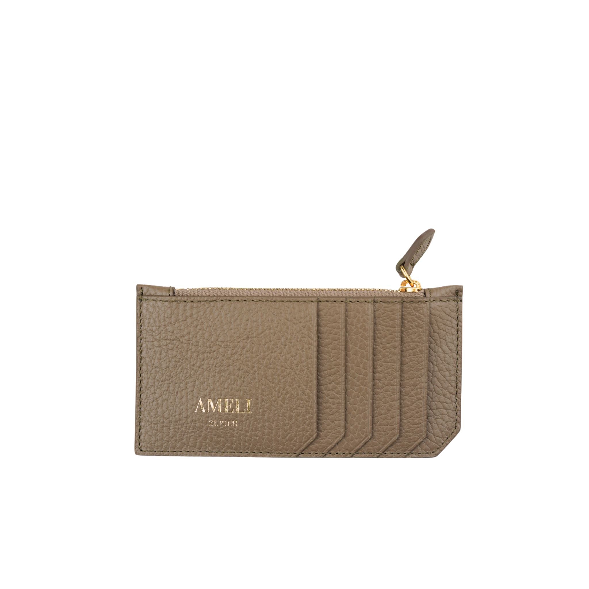 AMELI Zurich | Card holder | Greige | Soft Grain Leather | Front