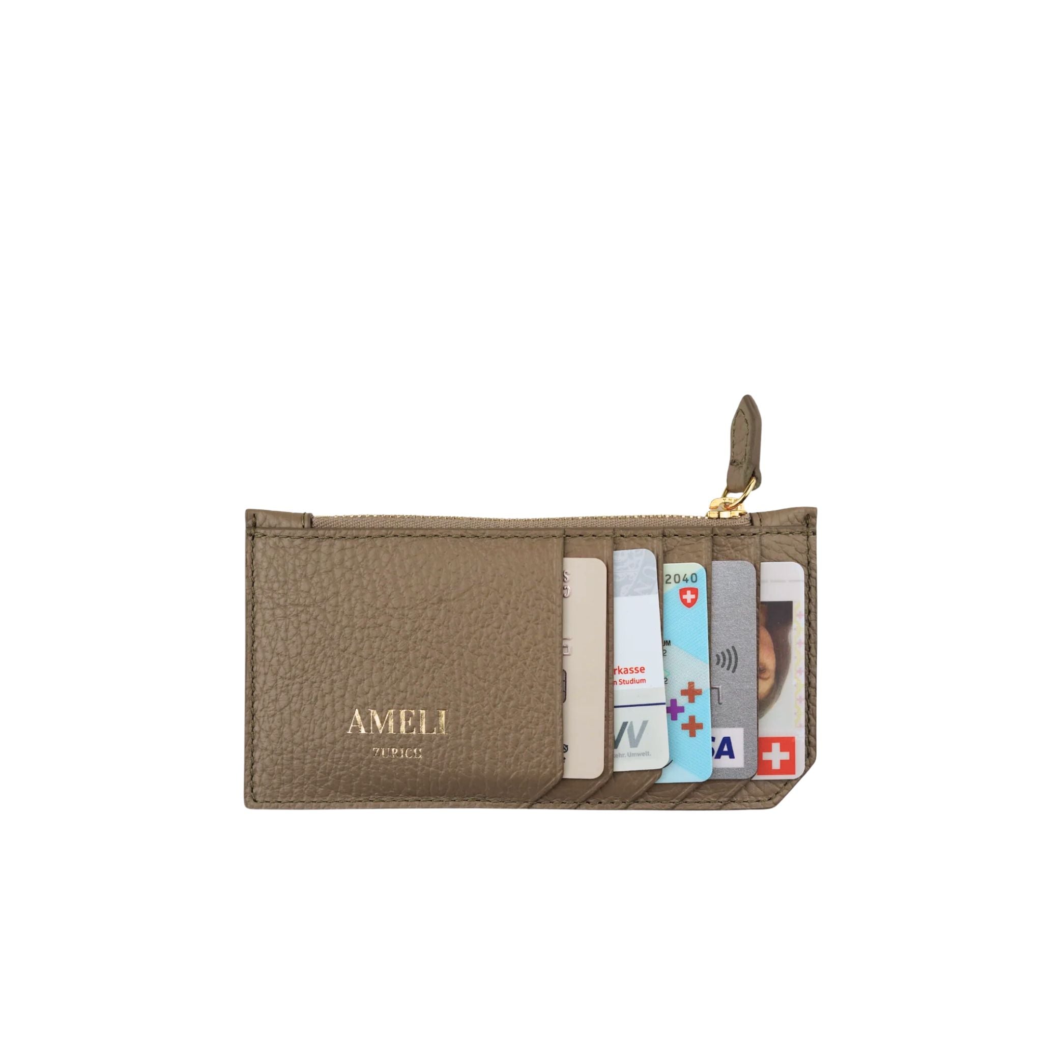 AMELI Zurich | Card holder | Greige | Soft Grain Leather | Front