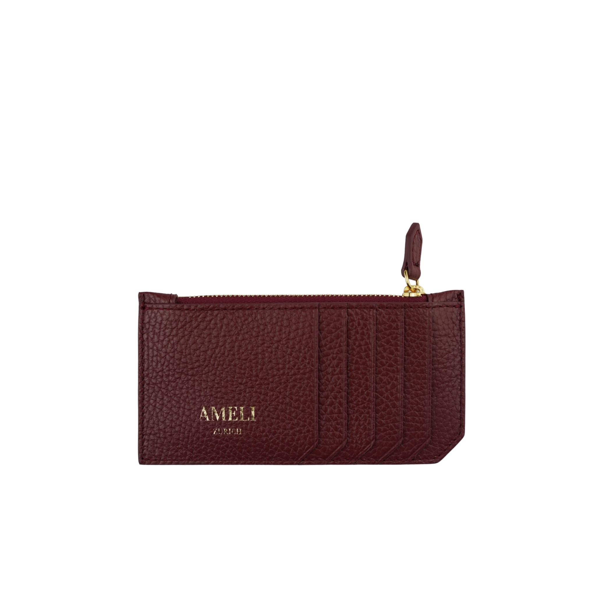 AMELI Zurich | Card holder | Maroon Red | Soft Grain Leather | Front
