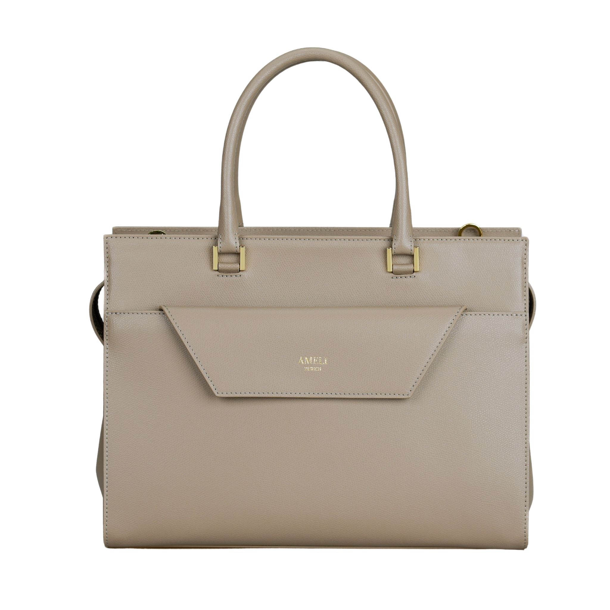 AMELI Zurich | CENTRAL | Cappuccino | Pebbled Leather | Front