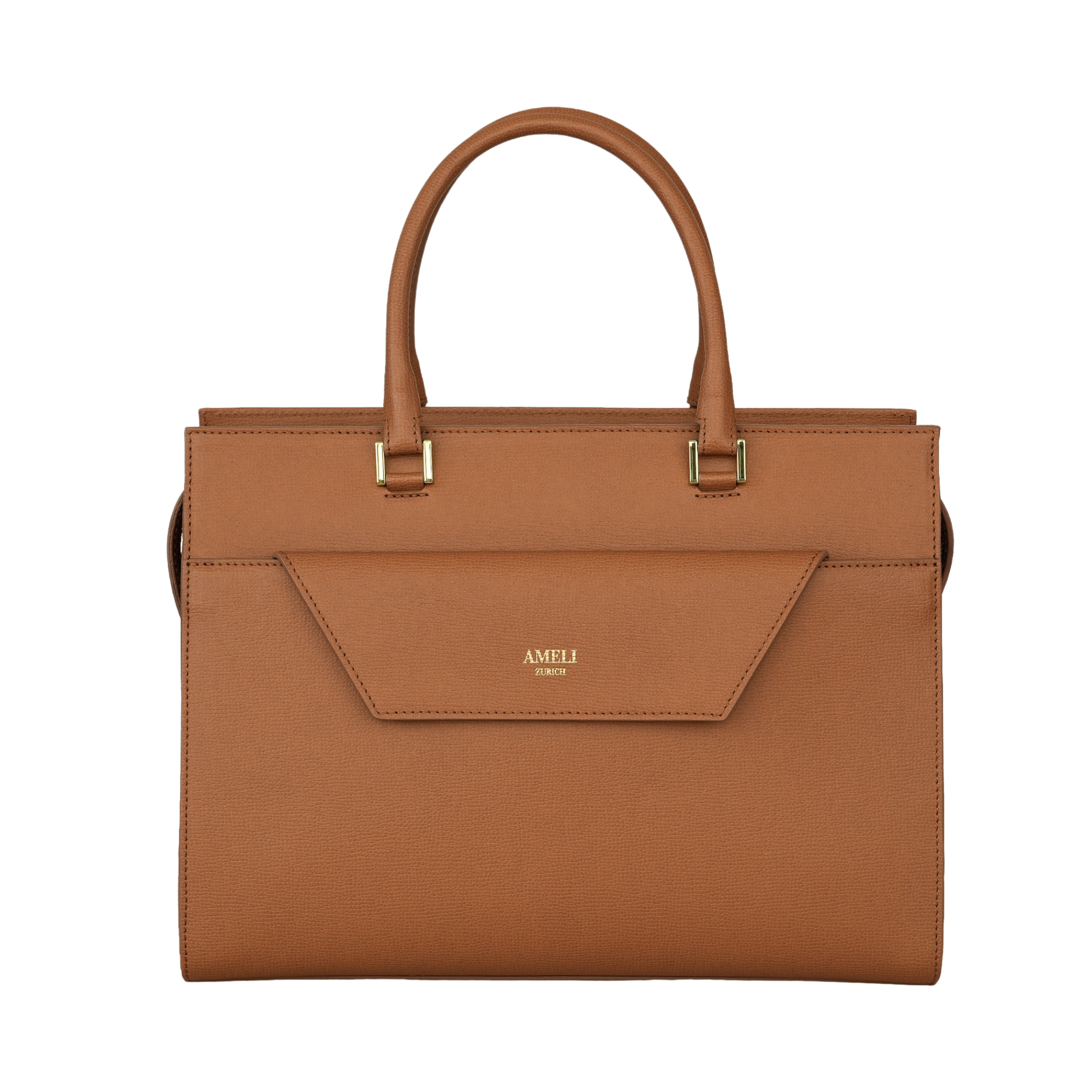 AMELI Zurich | CENTRAL | Cognac | Pebbled Leather | Front