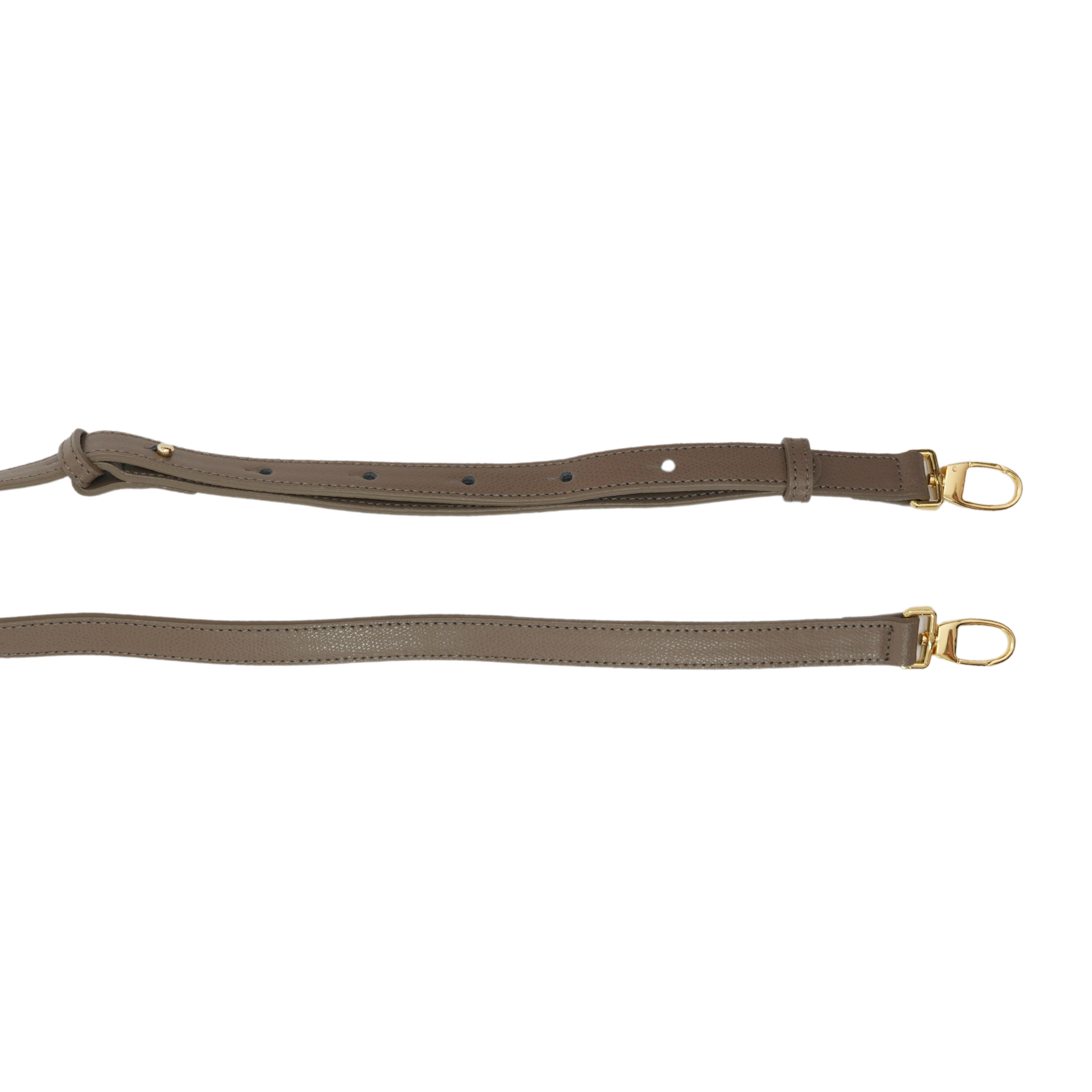 AMELI Zurich | LEATHER STRAP LONG | Greige | Pebbled Leather | Gold hardware