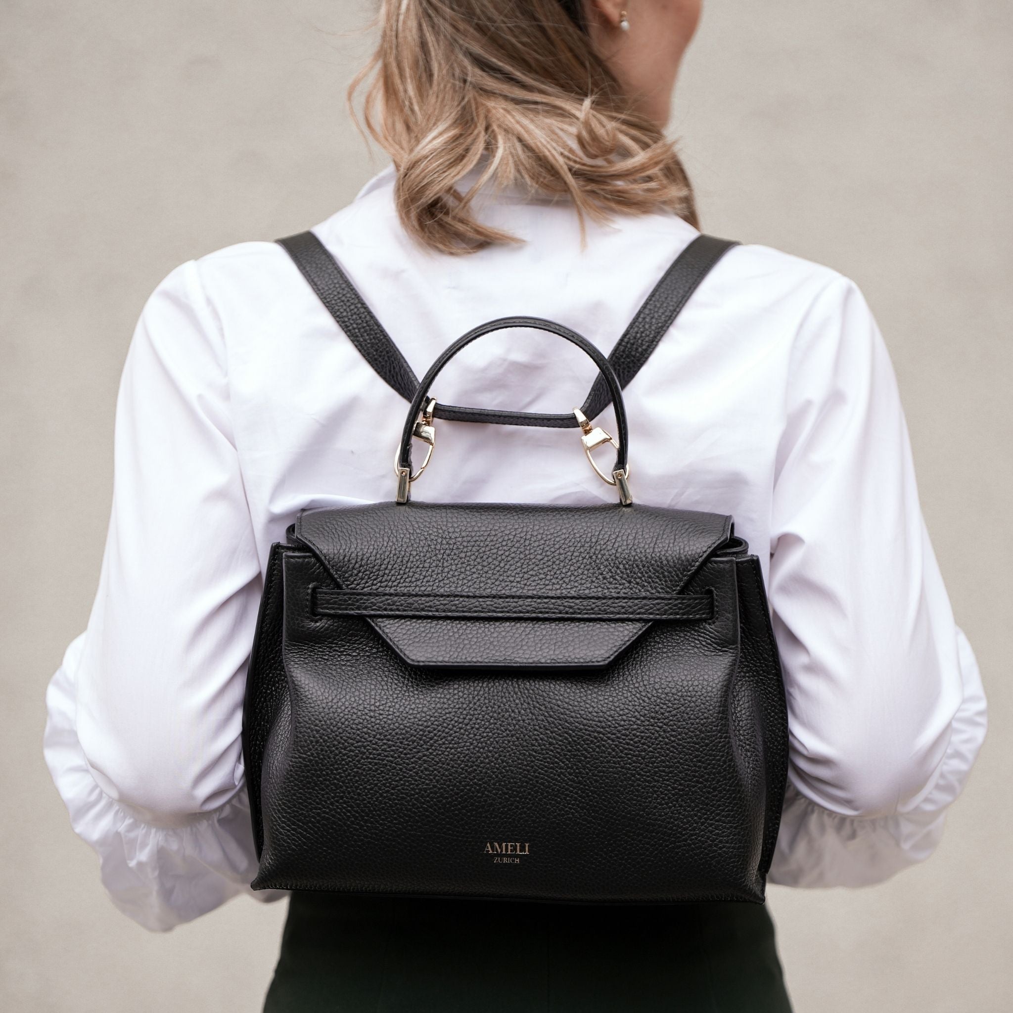 AMELI Zurich | VIADUKT | Black | Soft Grain Leather | Backpack