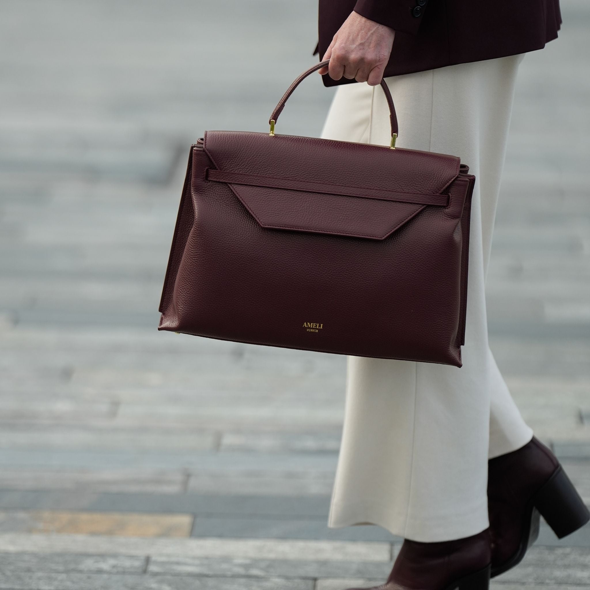 AMELI Zurich | VIADUKT WORK 24 | Maroon Red | Dollarino Leather | Top-handle bag